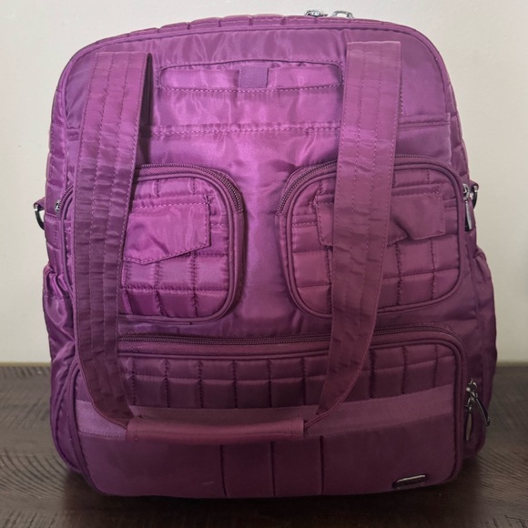 Lug Puddle Jumper Overnight Travel Bag Purple w/ Makeup Pouch & Crossbody Strap